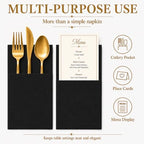 100 Pcs Black Napkins Disposable Linen Feel Dinner Paper Napkins with Built-in Flatware Pocket, Airlaid Paper Pre-Folded Napkins for Silverware Baby Shower Easter Wedding Birthday Party - Image 7