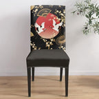 Cherry Blossom Dining Chair Covers Set of 6, Harmony Crane Red Moon Paper Fan Stretch Spandex Kitchen Chair Slipcovers Removable Washable, Parsons Protector for Wedding Party Living Room Baby Shower - Image 4