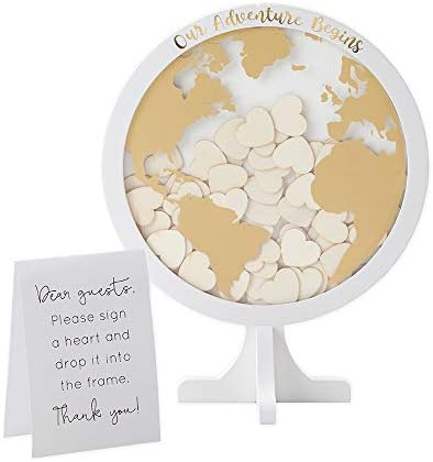 Kate Aspen Wedding Guest Book Alternative - Our Adventure Begins Globe Frame Keepsake (22101NA), Black by KateAspen