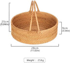 Wicker Picnic Basket with Double Folding Handles: Handmade Woven Picnic Basket, Garden Basket Harvest Basket, Natural Small Wicker Basket with Handle for Storage, Camping, Home Decor (Oval Basket) - Image 2