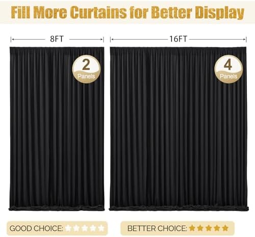 24x10FT Black Backdrop Curtains for Wedding Parties, Wrinkle Free Polyester Photography Backdrop Drapes for Wedding Baby Shower Birthday Parties Stage Background Stand Decorations 4x10ft,6 Panels - Image 7