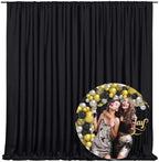 10 x 7 Feet Black Backdrop Curtain for Partie, Background Curtains for Photoshoot, Birthday, Wedding, Halloween, Christmas, Anniversary, Engagement Party Decorations 5Ft x 7Ft, 2 Panels by ZEBMOON