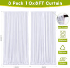 Wokceer White Backdrop Curtain Drapes for Parties, 3Pack 10x8FT - Image 2