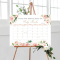 Guess The Arrival Date Baby Shower Game Sign, Custom Pink Gold Floral Due Day Calendar Sign by BlissfulMelodyDesign