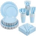 ArtSocket 350 Pack Disposable Party Tableware for 50 Guest, Blue Birthday by ArtSocket
