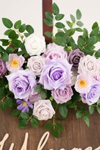 2pcs Purple Deluxe Welcome Sign Artificial Flowers Wedding Backdrop Garland Hanging Floral Arrangements for Ceremony Reception Entryway Board Sweetheart Table - Image 6