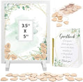 Kosiz Baby Shower Guest Book Frame, 60 Guests Wooden Hearts, Greenery by Kosiz
