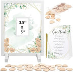 Kosiz Baby Shower Guest Book Frame, 60 Guests Wooden Hearts, Greenery by Kosiz
