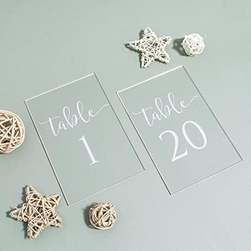 Clear Acrylic Wedding Table Numbers 1-20 with Stand- 20 Pack 4x6 Inch Acrylic Clear Table Number Signs Printed Calligraphy Font for Wedding, Event& Party - Image 5