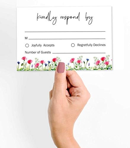 50 Blank RSVP Cards with White Envelopes-Floral Style Response Card-RSVP for Wedding-Rehearsal Dinner-Baby Shower-Bridal Shower-Engagement Party Invitations - Image 3
