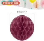 PATIKIL 10pcs 14" Honeycomb Balls Tissue Paper Pom Poms, Party Hanging Paper Honeycomb Balls Decoration for Birthday Wedding Home Backdrop Decor, Burgundy - Image 2