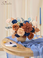 Serwalin Burnt Orange & Navy Artificial Flowers,Fall Flowers for Wedding - Image 2