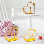 Wedding Table Numbers 1-20, Gold Heart Design with Leaf Detail, Freestanding Metal Table Decor - Image 7