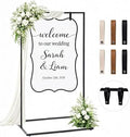 Wedding Welcome Sign Stand, 50" Standard Height - Black Metal Sign Holder with 6 Leather Straps, Easel Stand for Seating Charts & Event Décor by WEDORA