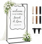 Wedding Welcome Sign Stand, 50" Standard Height - Black Metal Sign Holder with 6 Leather Straps, Easel Stand for Seating Charts & Event Décor by WEDORA