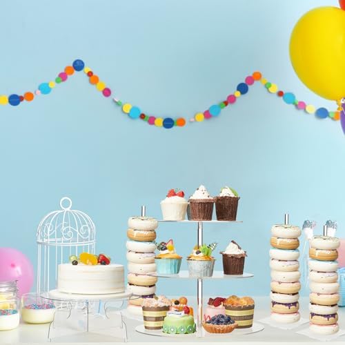 Pinkunn 6 Pcs Acrylic Cake Stand Set, 3-Tier Tower with Donut Holders - Image 6