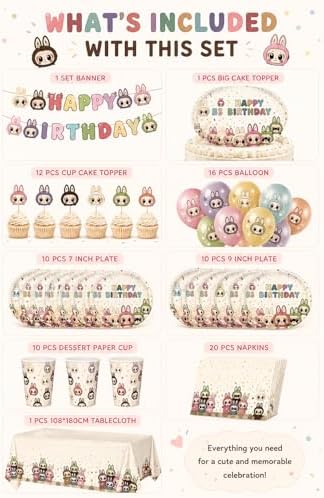 Cartoon Creatures Party Pack – Kawaii-Inspired Supplies for Birthday Magic - Image 2