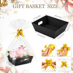 AFOROEOA 10PACK Baskets For Gifts Empty, 10 x 8” Thick Black Gift Basket with 10 Clear Gift Bags and 10 Pull Bows, Empty Gift Baskets for Christmas, Thanksgiving Wedding Birthday Party Wrapping Gift - Image 3