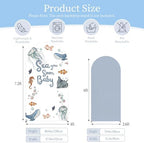 Moukeren Sea You Soon Baby Arch Backdrop Cover 6ft and 7.2ft for Ocean Animals Themed Baby Shower Party Gender Reveal Birthday Party Banquet Photo Arches Background Decorations - Image 2
