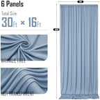 30x16ft Dusty Blue Backdrop Curtains for Wedding Party, 6 Panels 16 ft Long Back Drop Cloth, Wrinkle-Free Polyester Drapes for Birthday, Baby Shower, Stage Photography Background - Image 6