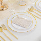 ejonirinjonir 180pcs Elegant White Plastic Plates for Wedding, Gold Trim - Image 6