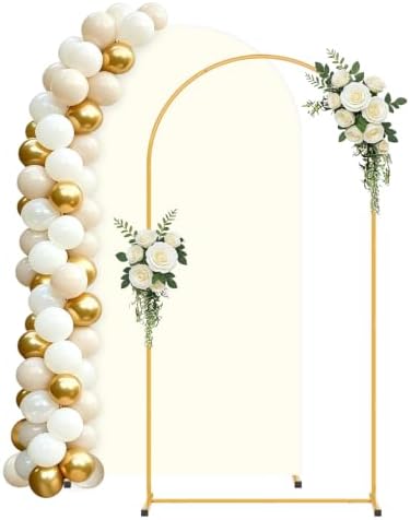 6FT Arch Backdrop Stand and Beige Cover Set,Balloon Arch Stand by Unknown