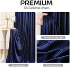 Navy Blue Satin Backdrop Curtains 2 Panels - Glitter Photo Drapes for Baby Shower, 10x10FT Shimmer Back Drop Cloth, Wrinkle Free for Birthday Party Prom Wedding Stage Background - Image 4