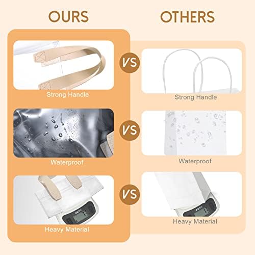 Sweetude 24 Pcs Clear Gift Bags with Handle Plastic Small Tote, beige - Image 4