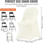 VEVOR Stretch Spandex Folding Chair Covers, Universal Fitted Chair Cover, Removable Washable Protective Slipcovers, for Wedding, Holiday, Banquet, Party, Celebration, Dining (30PCS Ivory White) - Image 3