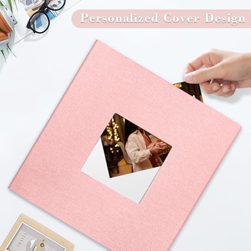 Large Photo Album Self Adhesive, DIY Scrapbook Album for 4x6 8x10 10x12 Pictures, 60 Pages Light Pink Linen Cover Memory Book, Ideal Gift for Family Wedding Baby Christmas Anniversary - Image 2