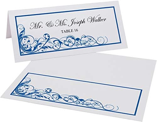 Scribble Vintage Swirl Printable Place Cards, Royal Blue, Set of 150 (25 Sh - Image 2