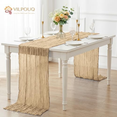 12 Pack Beige Cheesecloth Table Runner 10FT Wedding Party Decor - Image 7