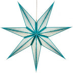 GalaxyArts 7-Point Paper Star Lantern - Striped Cutout Hanging Light Decoration - Foldable Hollow Out Star Lamp Shade for Home, Party, Christmas, Wedding Décor - Indoor/Outdoor Hanging Star(Firoza) by GALAXYARTS