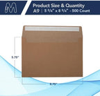 MOS Kraft A9 Envelopes (5.75 x 8.75 Inch) 500 Pack, Self-Seal Heavyweight Brown Envelopes for 5.5 x 8.5 Cards, Half Fold Greeting Cards, Booklets, Rustic Wedding Programs, Invitations - Image 2