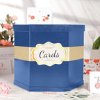 ROSEGLD Navy Blue Card Box, Card Receiving Box with Ribbon 14x12x12 Inches - Image 4