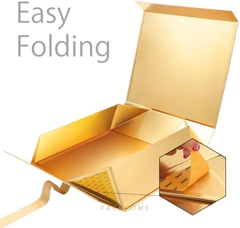 PACKHOME 3 Extra Large Gold Gift Boxes Ribbon Magnetic Lids 17x14.5x5.5in - Image 5