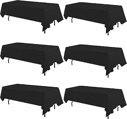 FINDYOU 6 Pack Black Table Cloth Rectangle Table 60 x 84 Inch Tablecloths for 6 Foot Rectangle Tables. Stain and Winkle Resistant Polyester Washable TableCloths for Parties Wedding Dining by TableClothAndTableRunner