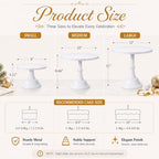 HBlife 3-PCS White Cake Stand Set (8"/10"/12" Plate) for 6-10 Inch Cakes, Perfect Dessert Table Display Set, Cupcake&Cake Stands for Party, Wedding, Birthday, Baby Shower, Anniversary (Metal) - Image 2