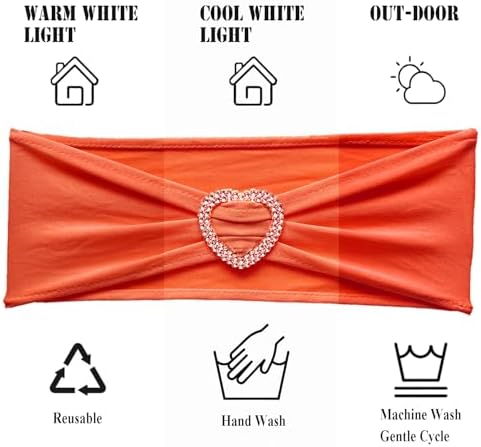 Orange Chair Sashes 60 Pack Spandex Burnt Orange Sashes Bands for Chairs with Heart Buckle Slider for Wedding Banquet Party Decorations - Image 4