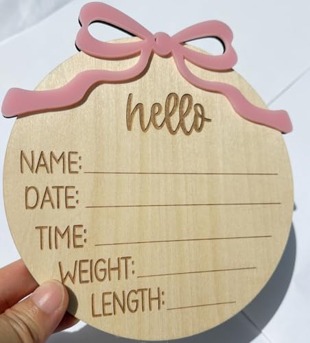 Monthly Baby Milestone Cards for Girls – 13 Wooden 3D Milestone Discs with Hello World Birth Announcement Sign – Newborn Photo Props for Baby Girl - Image 5