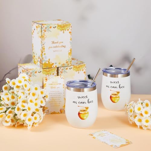 Hoolerry 6 Set Baby Shower Cups, 12oz Stainless Steel Tumbler, Bee Honey - Image 5