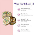 LOVENSPIRE Meenakari Stainless Steel Storage Box with Lid (500gm) Decorative Round Indian Food Container for Sweets, Kitchen Items & Return Gift Favors Pack of 12 - Image 2