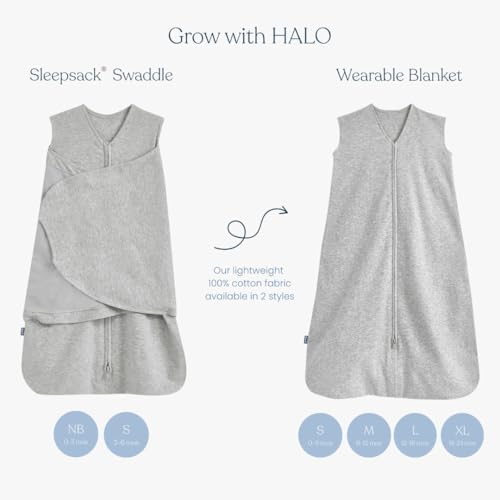 HALO 100% Cotton Sleepsack Swaddle, 3-Way Adjustable Wearable Blanket, TOG 1.5, Floral Vintage Stripe, Small, 3-6 Months - Image 6