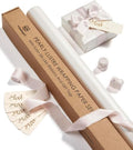 Vitalizart Silk Satin Ribbon 1" x 15 Yard Wooden Spool Champagne Nude & White Wrapping Paper Set 30" Pearly-Lustre with Satin Ribbon and Gift Tags by Vitalizart