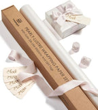Vitalizart Silk Satin Ribbon 1" x 15 Yard Wooden Spool Champagne Nude & White Wrapping Paper Set 30" Pearly-Lustre with Satin Ribbon and Gift Tags by Vitalizart