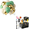 Sage Green Gold White Balloons Kit 60pcs 12 in Sage Green Sand White Latex Balloons Metallic Gold Helium Balloons and Electric Balloon Pump by Bezente