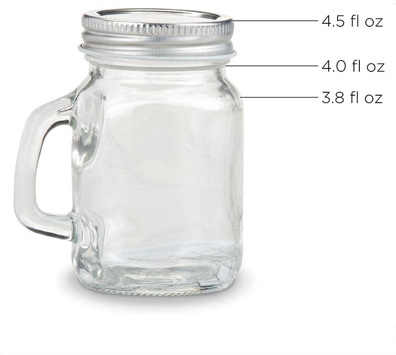 Kate Aspen 36PCS Small 4 oz. Glass Jars with Lids and Handles, Mini Mason Jars Mugs, Drinking Glass and DIY Favor Decor, Wide Mouth - Image 7