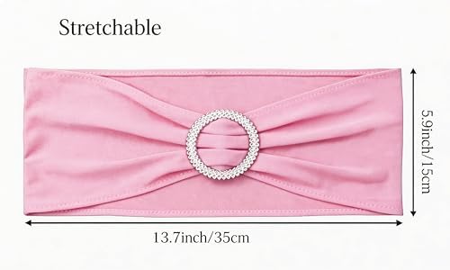 Pack of 50 Spandex Pink Chair Sashes for Wedding Elastic Chair Bows Sashes Bands Buckles Fitting Birthday Party Anniversary Events Ceremony Bridal Baby Shower Decorations - Image 3