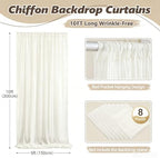 40ft x 10ft Beige Backdrop Curtains, Wrinkle-Free Sheer Chiffon Fabric Photo Backdrop Drapes for Wedding Arch Party Ceremony Stage Photography Decorations - Image 5