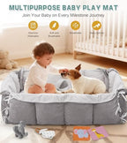5-in-1 Baby Play Gym and Tummy Time Mat, 12 Learning Cards, Plush Activity Mat with 6 Toys, Baby Gym, Convertible to Ball Pit, Baby Gift, Grey - Image 6